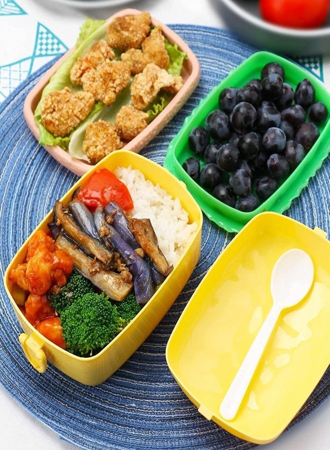 SQUICKLE علبة غداء على شكل برجر من سكويكل || حاوية طعام مع ملعقة || علبة غداء بلاستيكية للوجبات الخفيفة بأربعة طبقات وثلاثة أقسام مع ملعقتين (عبوة واحدة) - Image 4